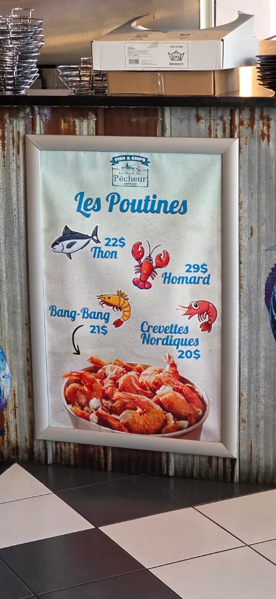 Menu, Le Shack Du Pêcheur Express
