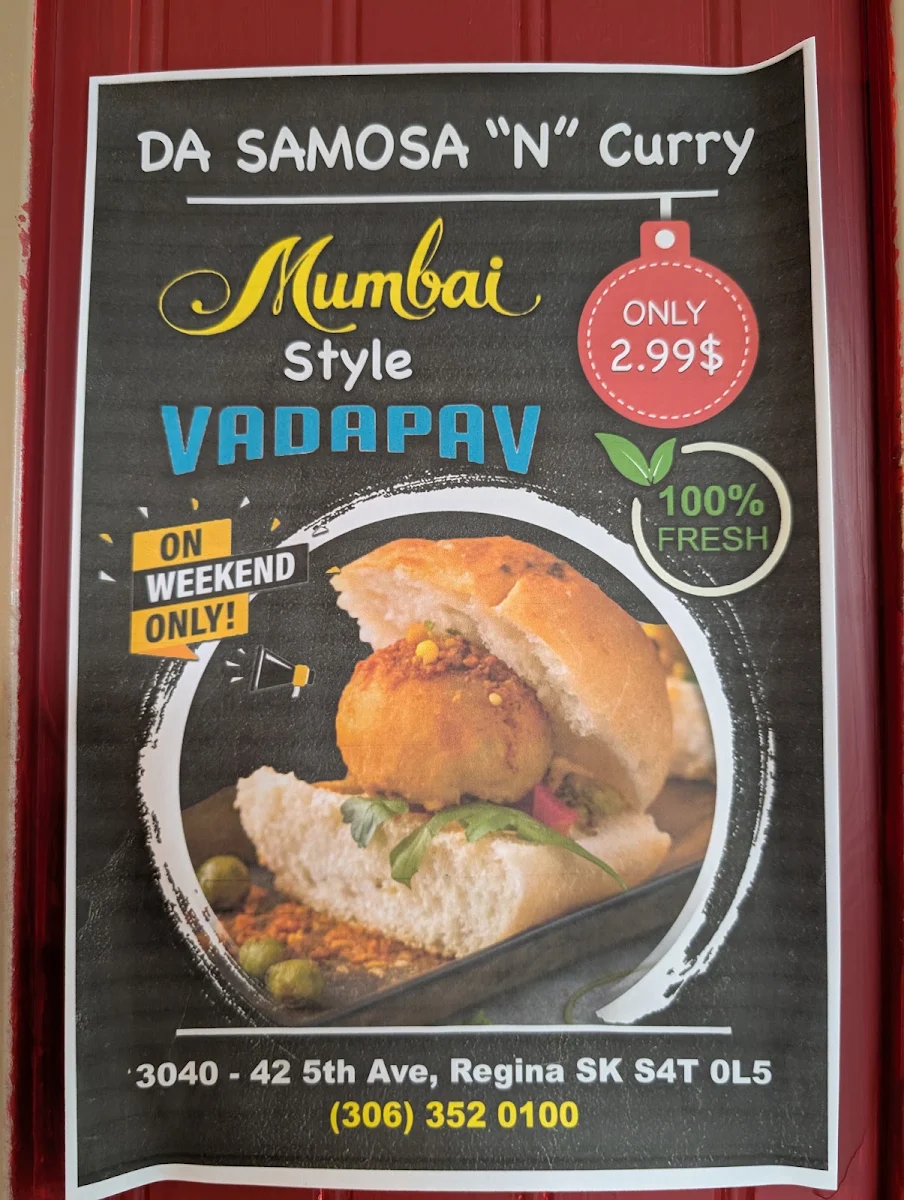 Menu, Da Samosa N Curry (Curry box restaurant)