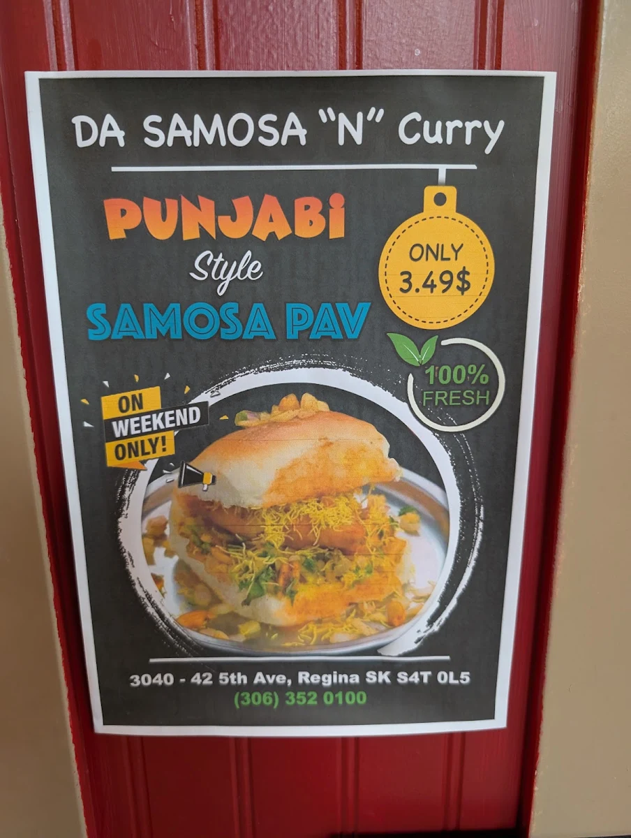 Menu, Da Samosa N Curry (Curry box restaurant)