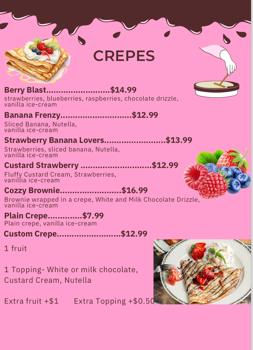 Menu, Sweet Creations Crema Pastry