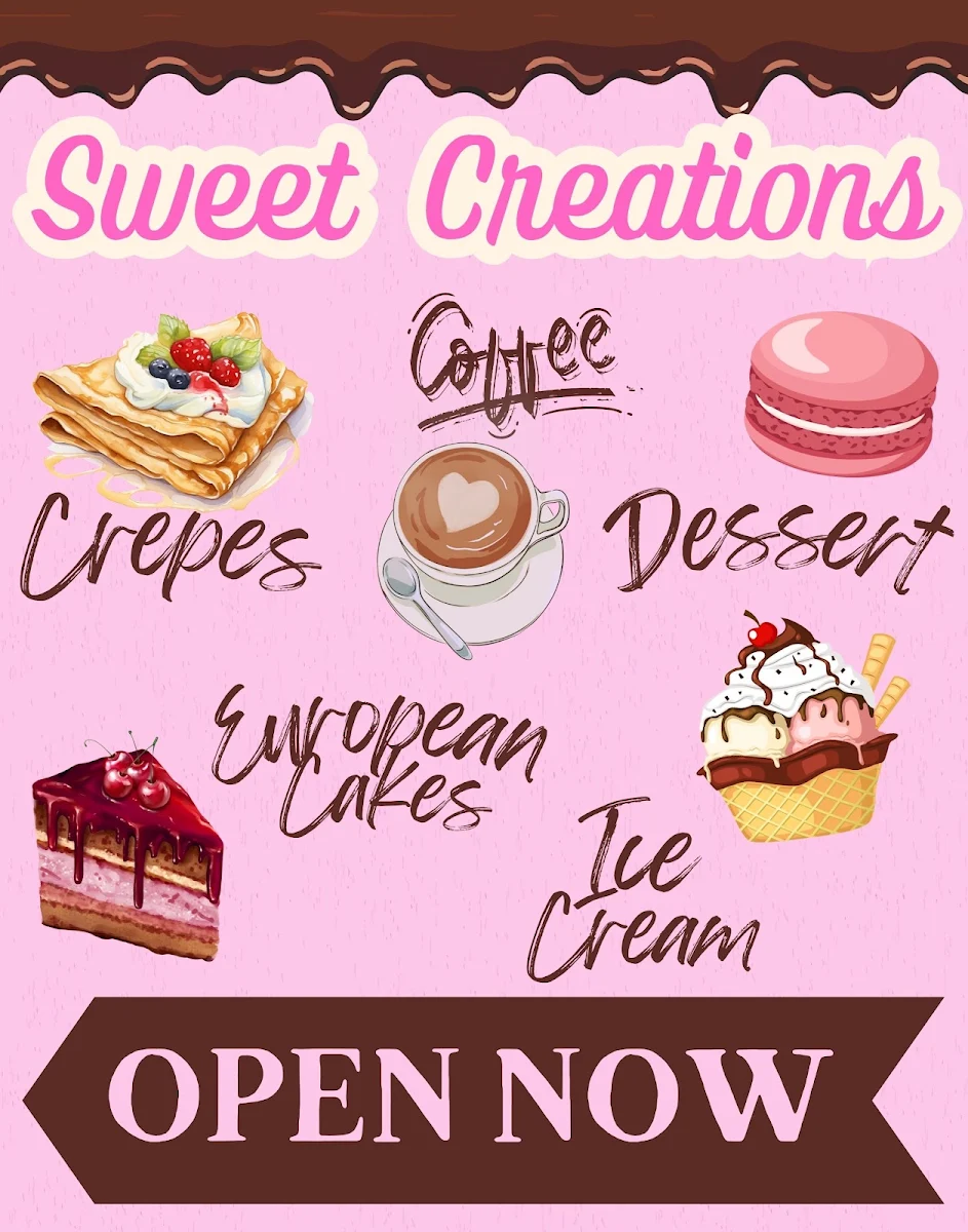 Menu, Sweet Creations Crema Pastry