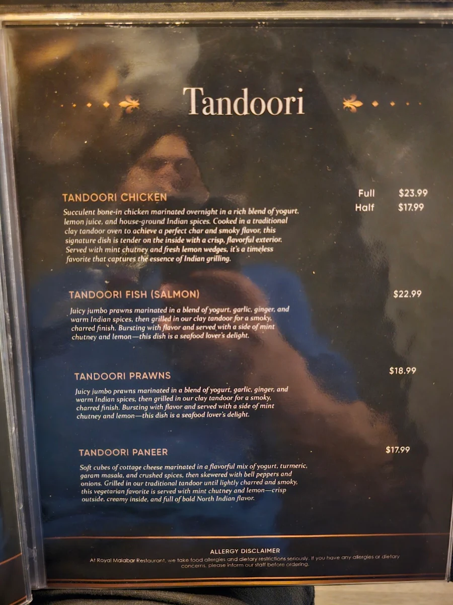 Menu, ROYAL MALABAR FINE DINE IN INDIAN CUISINE