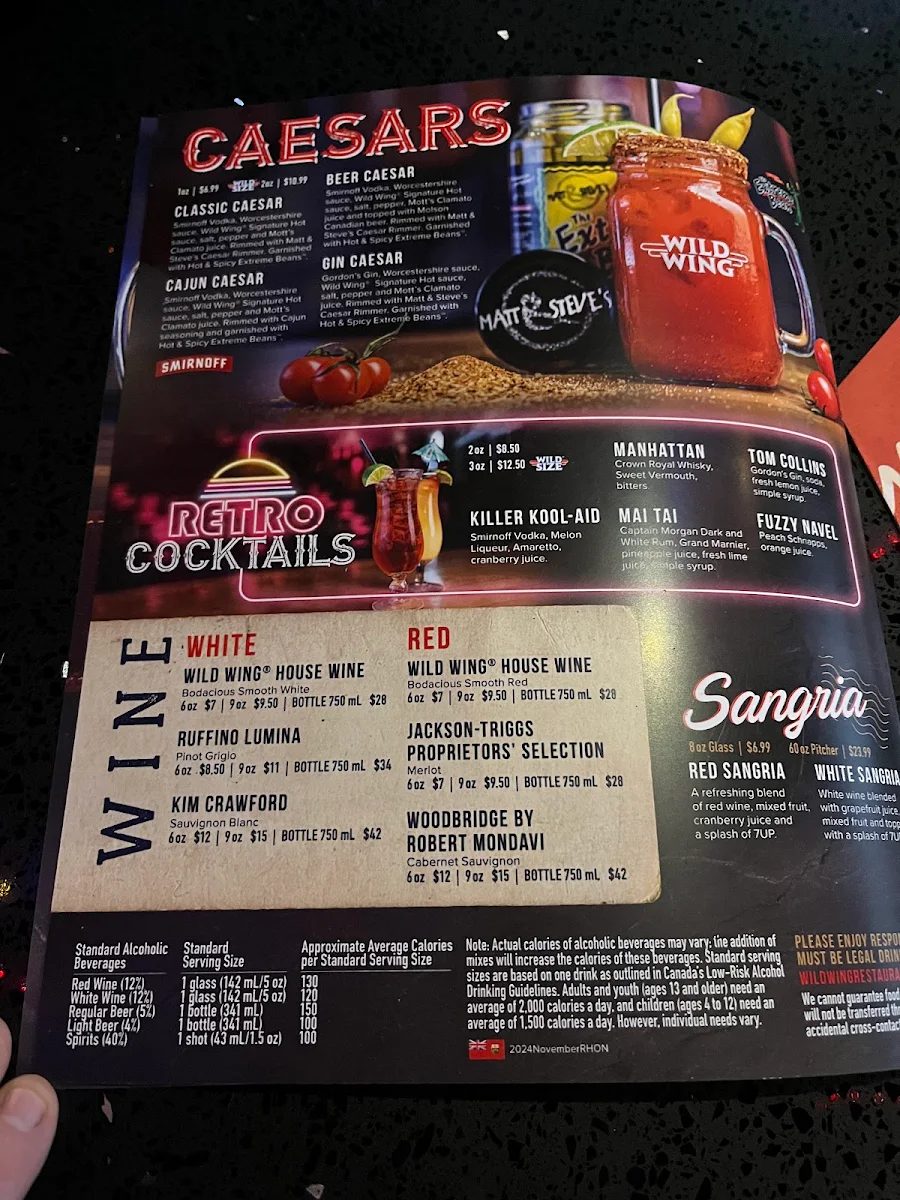 Menu, Wild Wing Bar & Grill - Fort York