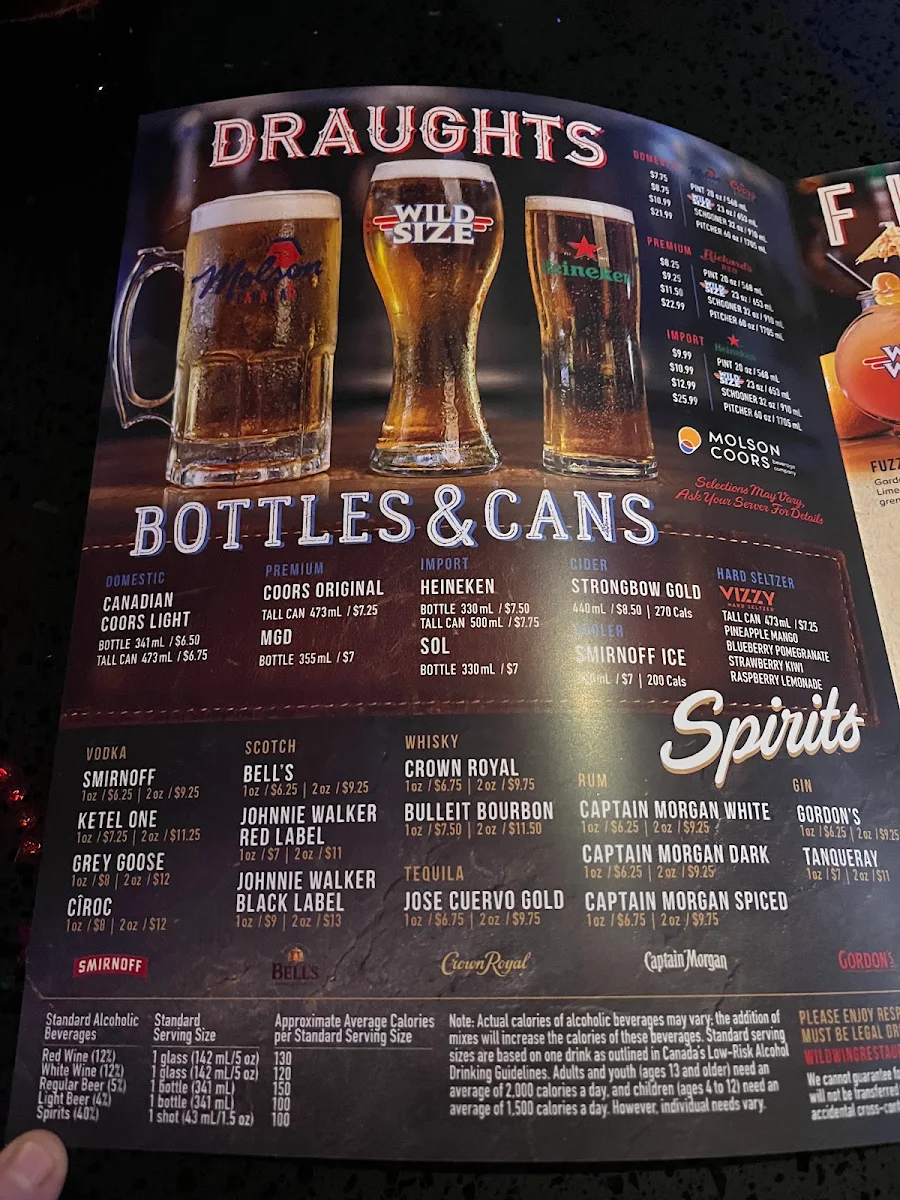 Menu, Wild Wing Bar & Grill - Fort York
