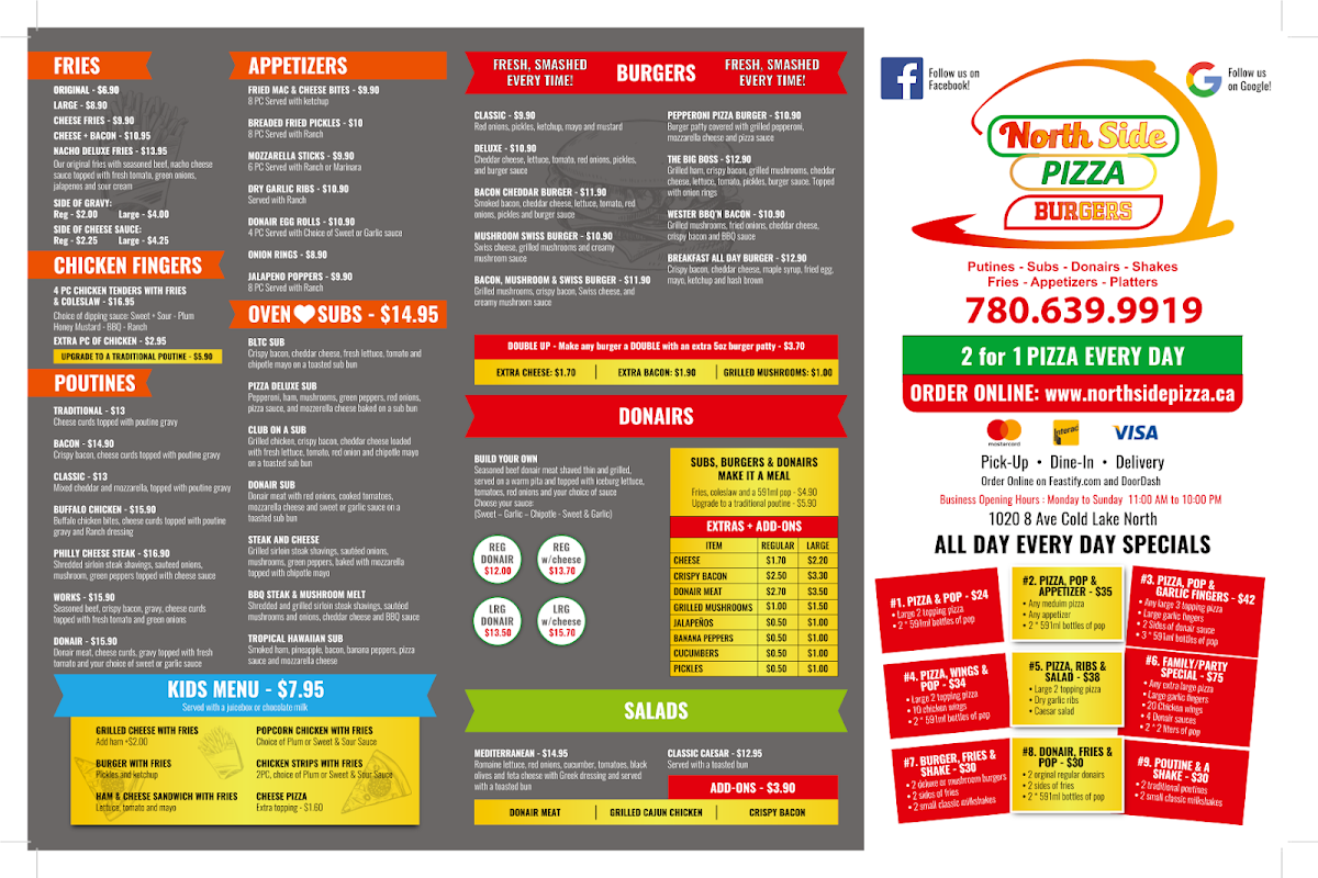 Menu, North Side Pizza and Yogen Fruz