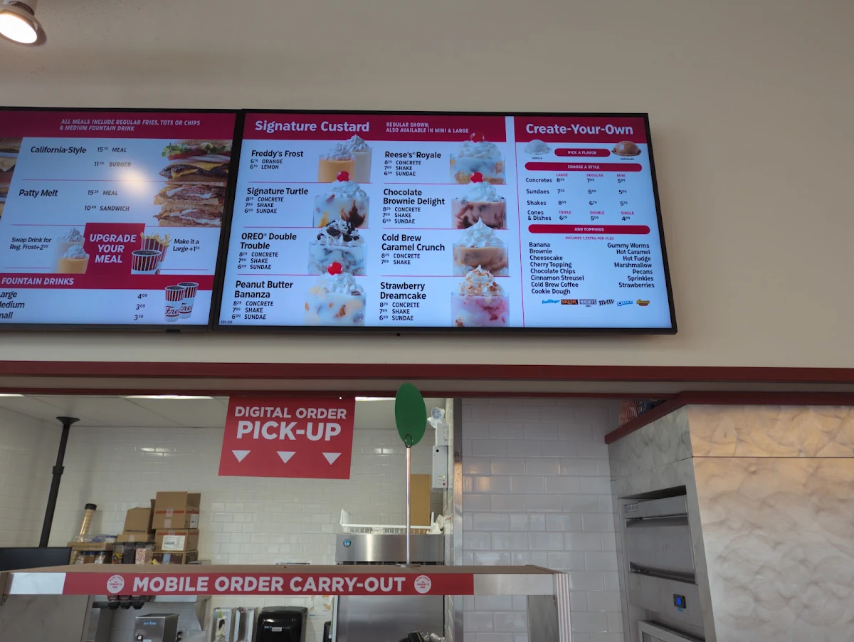 Menu, Freddy's Frozen Custard & Steakburgers