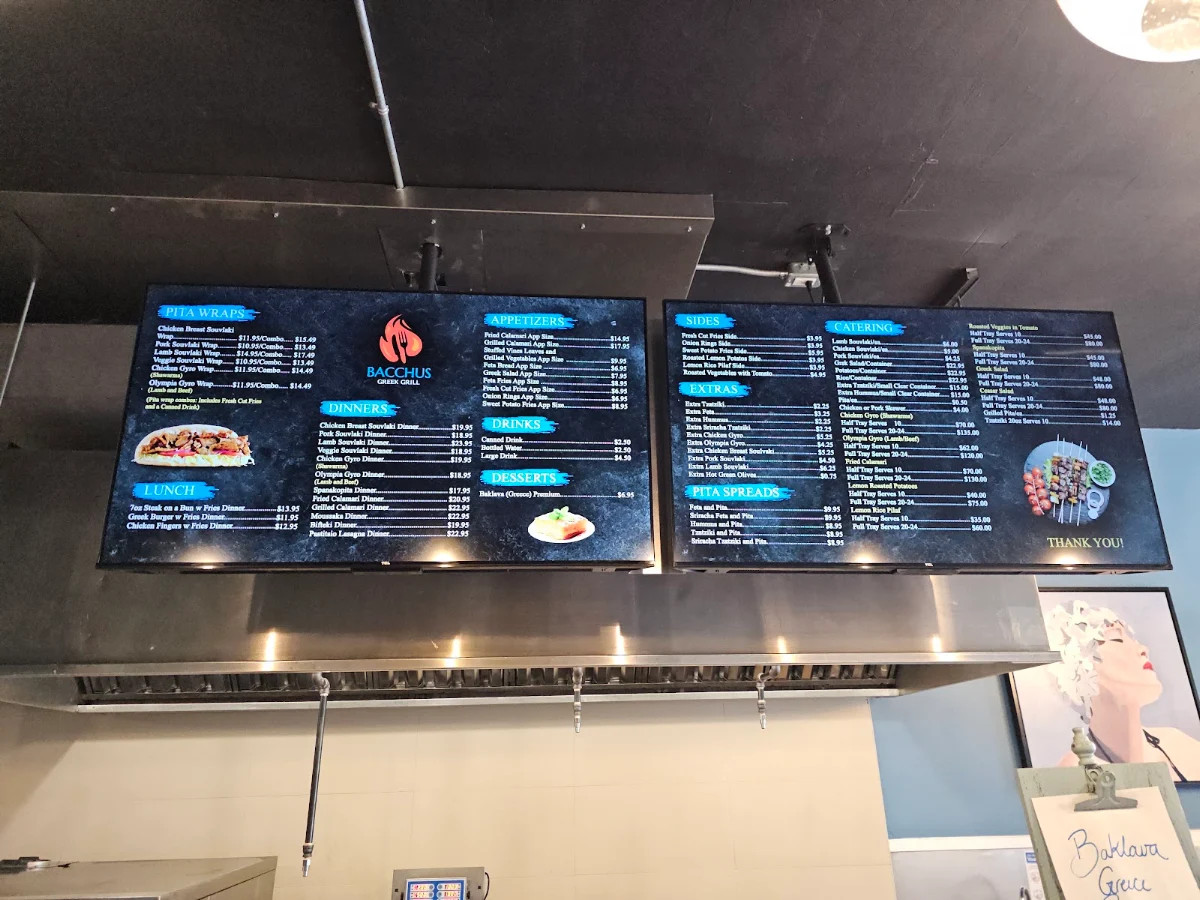 Menu, Bacchus Greek Grill
