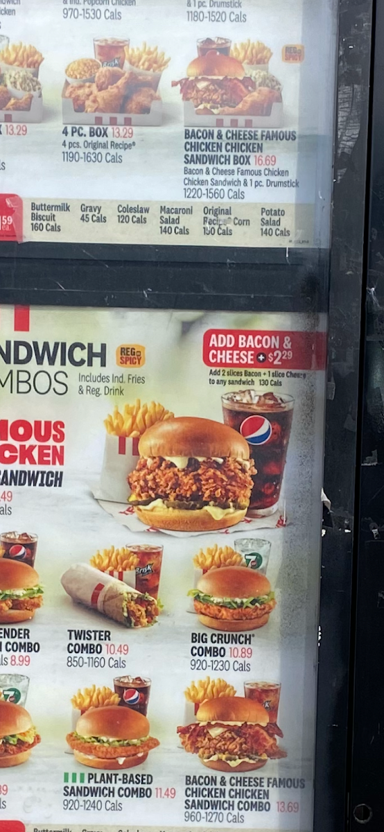 Menu, KFC