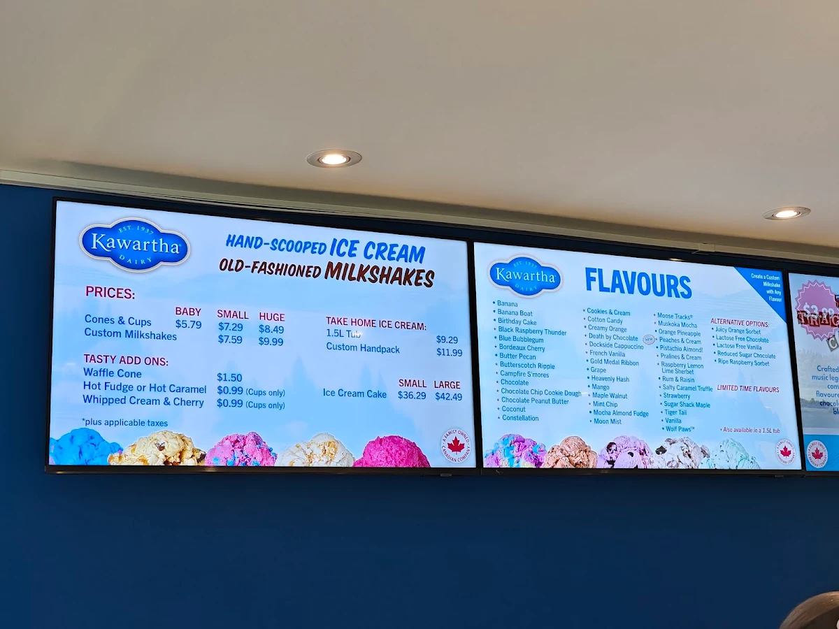 Menu, Kawartha Dairy Southampton