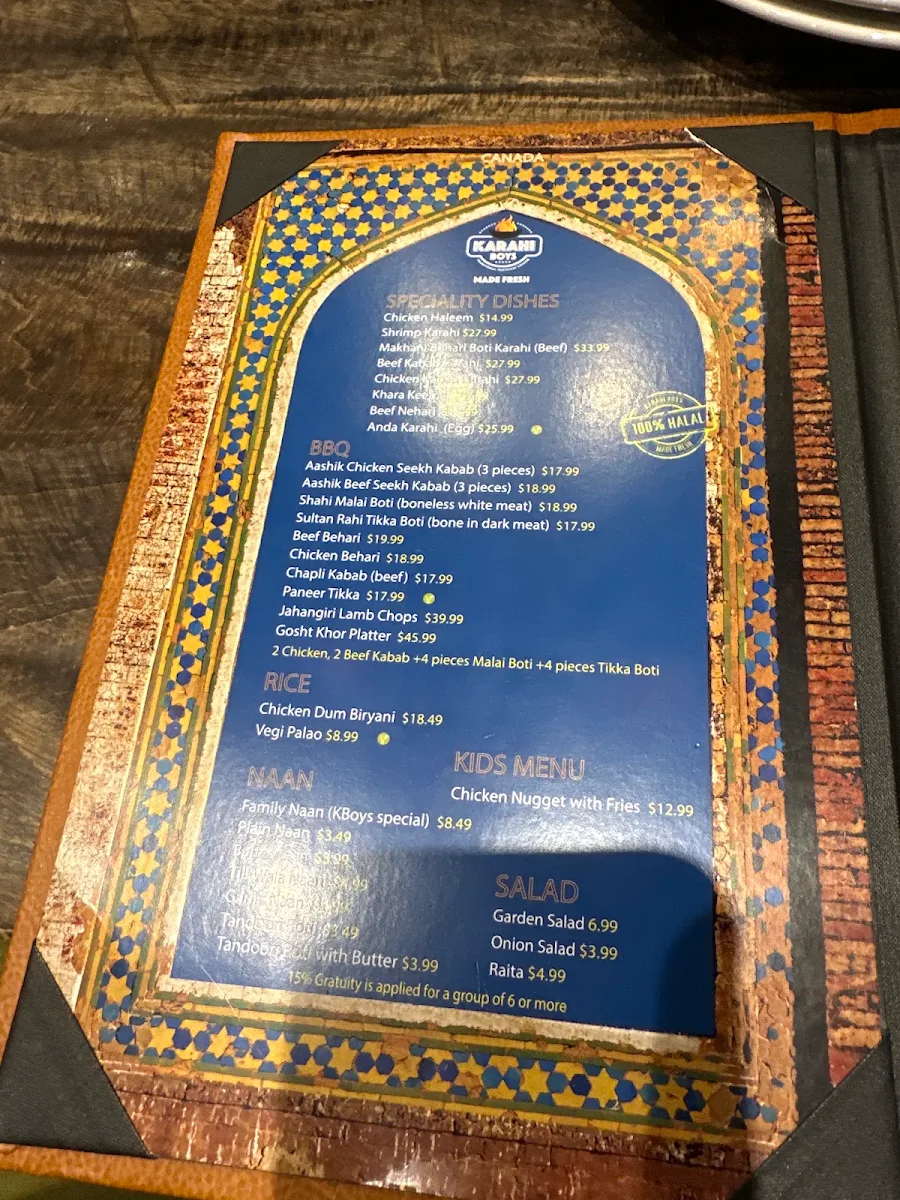 Menu, Karahi Boys