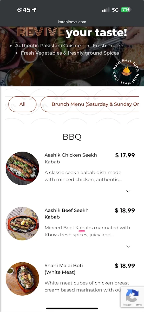 Menu, Karahi Boys