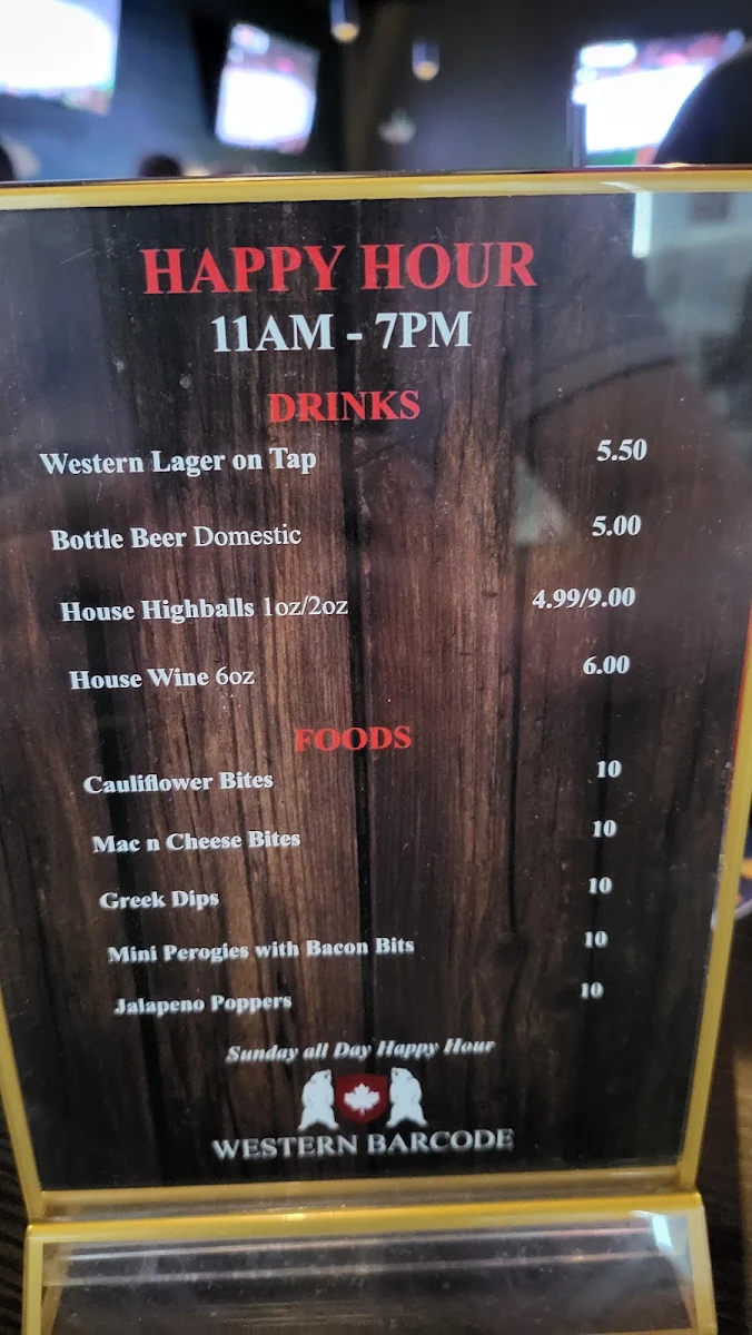 Menu, Western Barcode