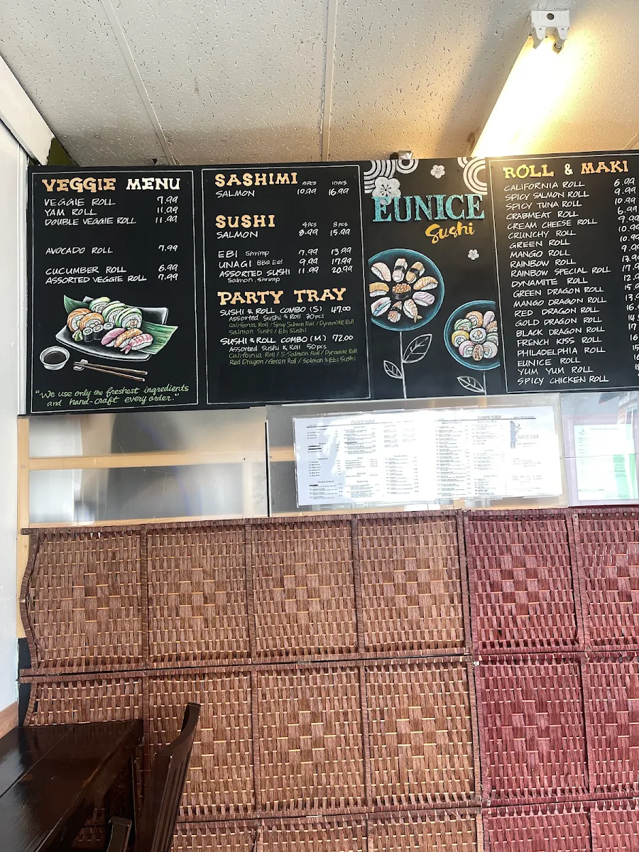Menu, Eunice Sushi