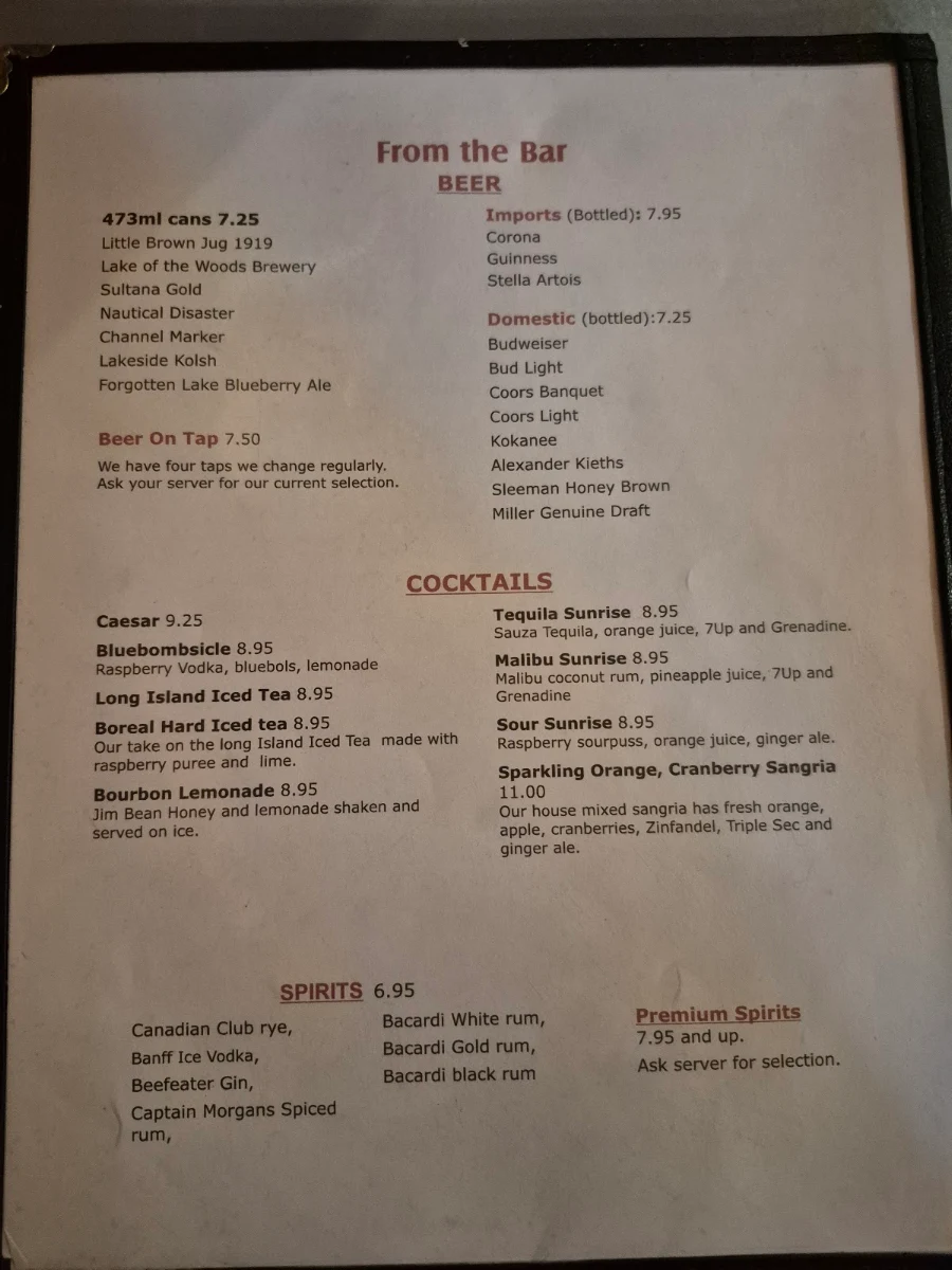 Menu, Hi-Point Restaurant & Lounge