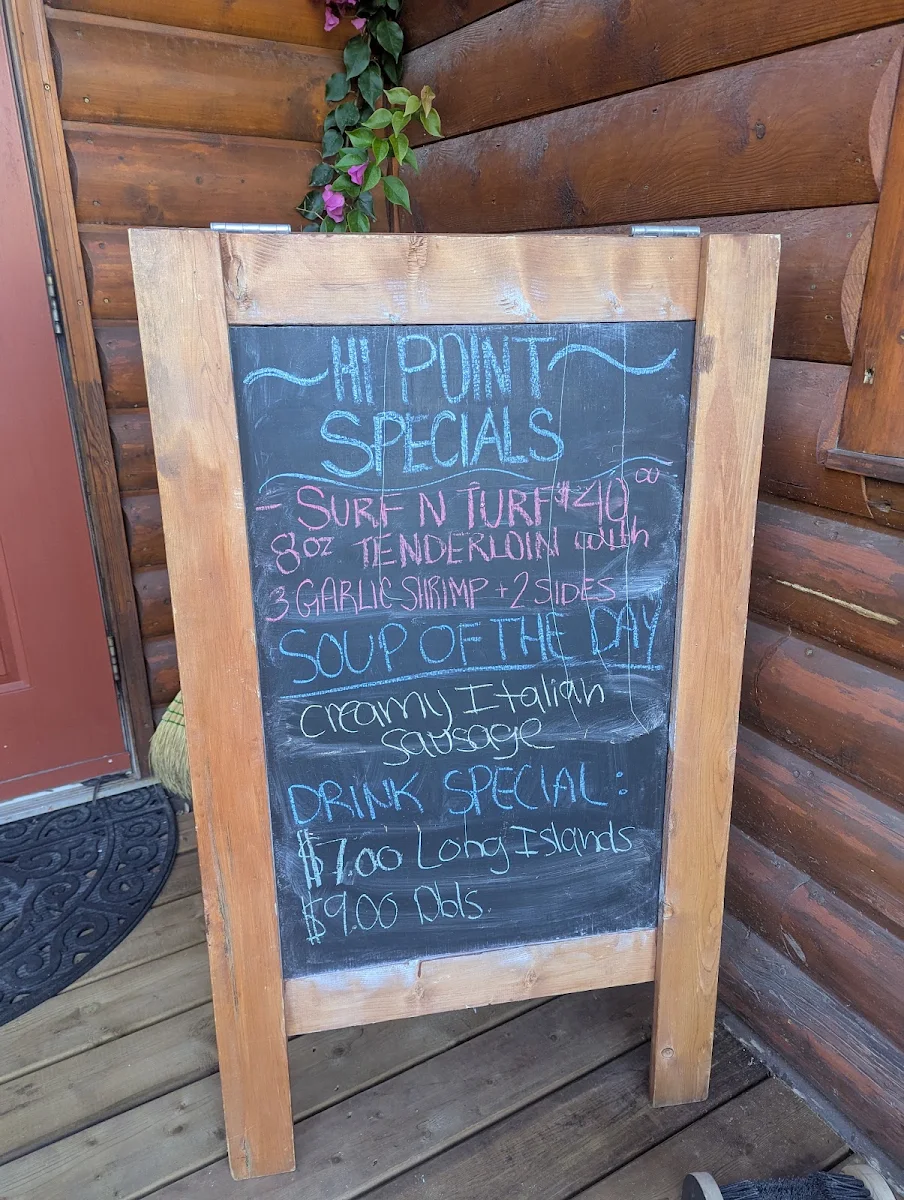 Menu, Hi-Point Restaurant & Lounge