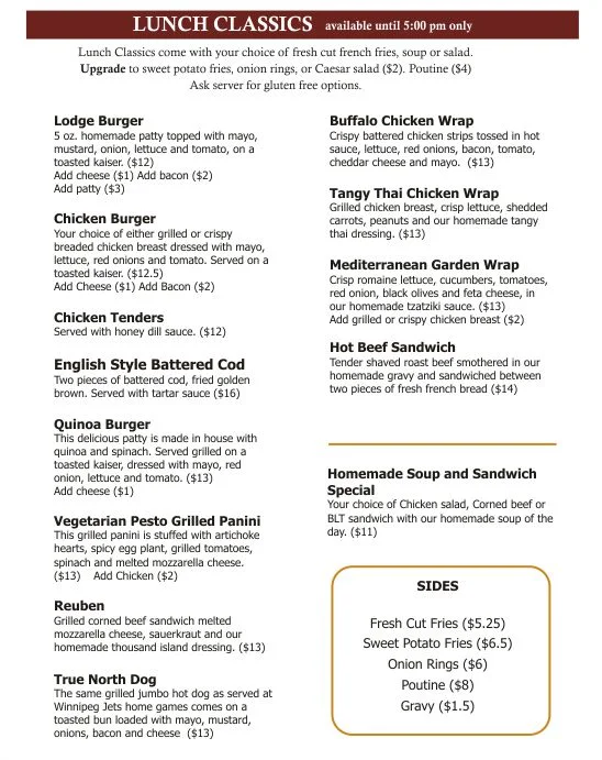 Menu, Hi-Point Restaurant & Lounge