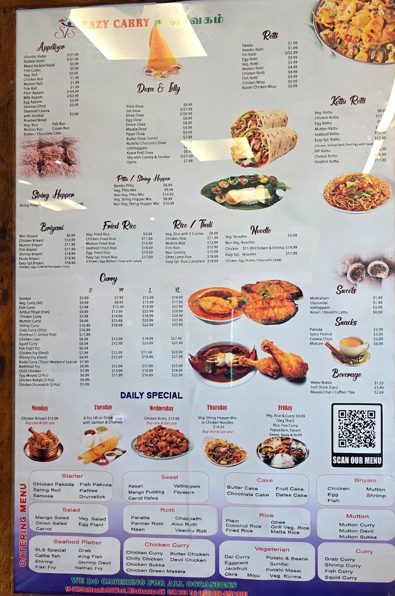 Menu, SLS Eazy Carry Take Out Restaurant