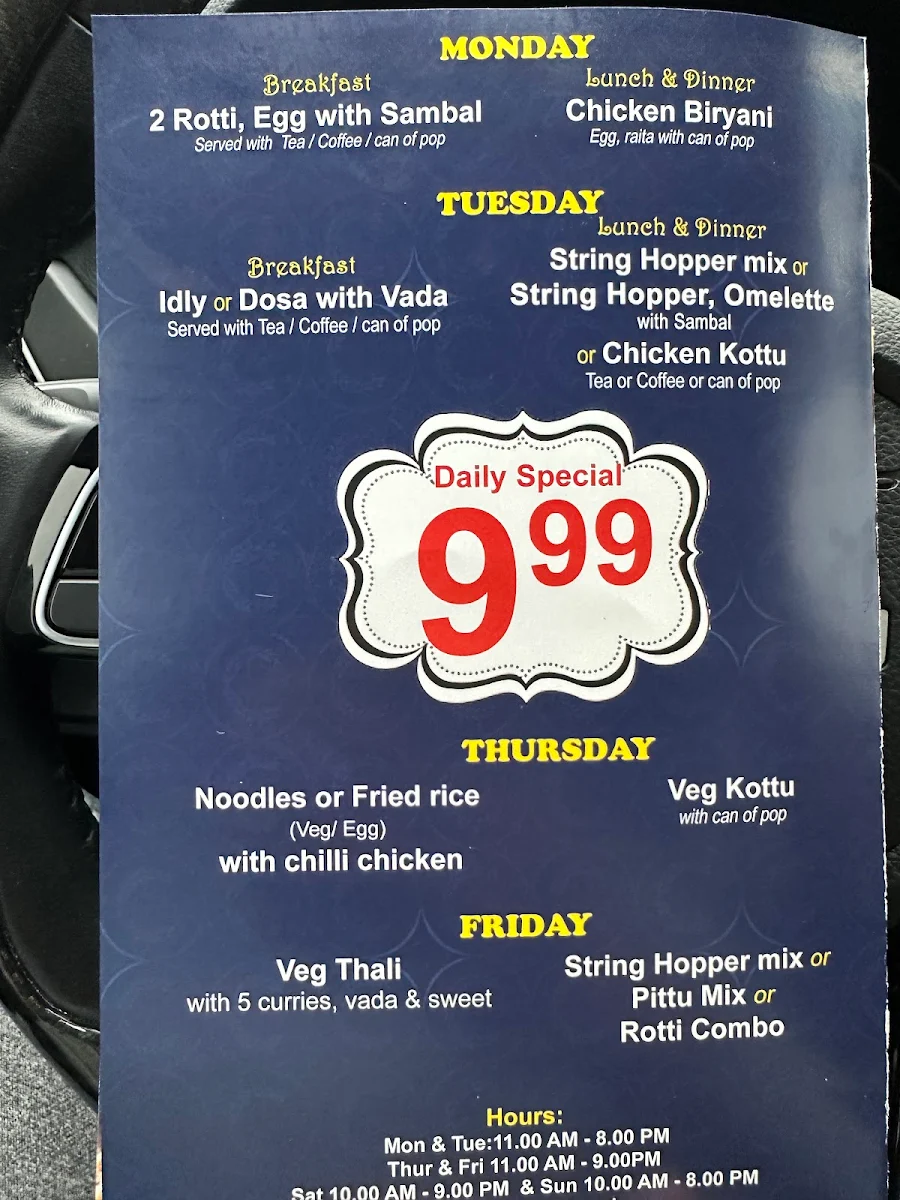 Menu, SLS Eazy Carry Take Out Restaurant