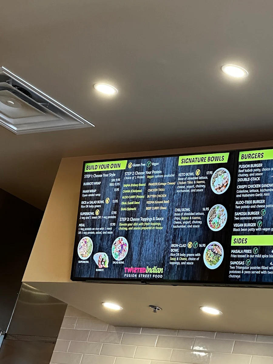 Menu, Twisted Indian Whitby