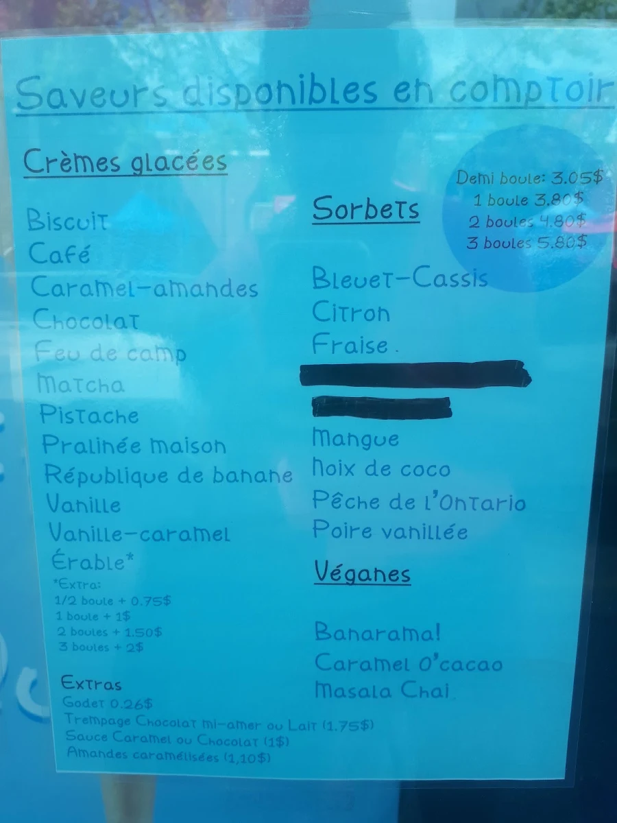 Menu, Les Givrés Hochelaga