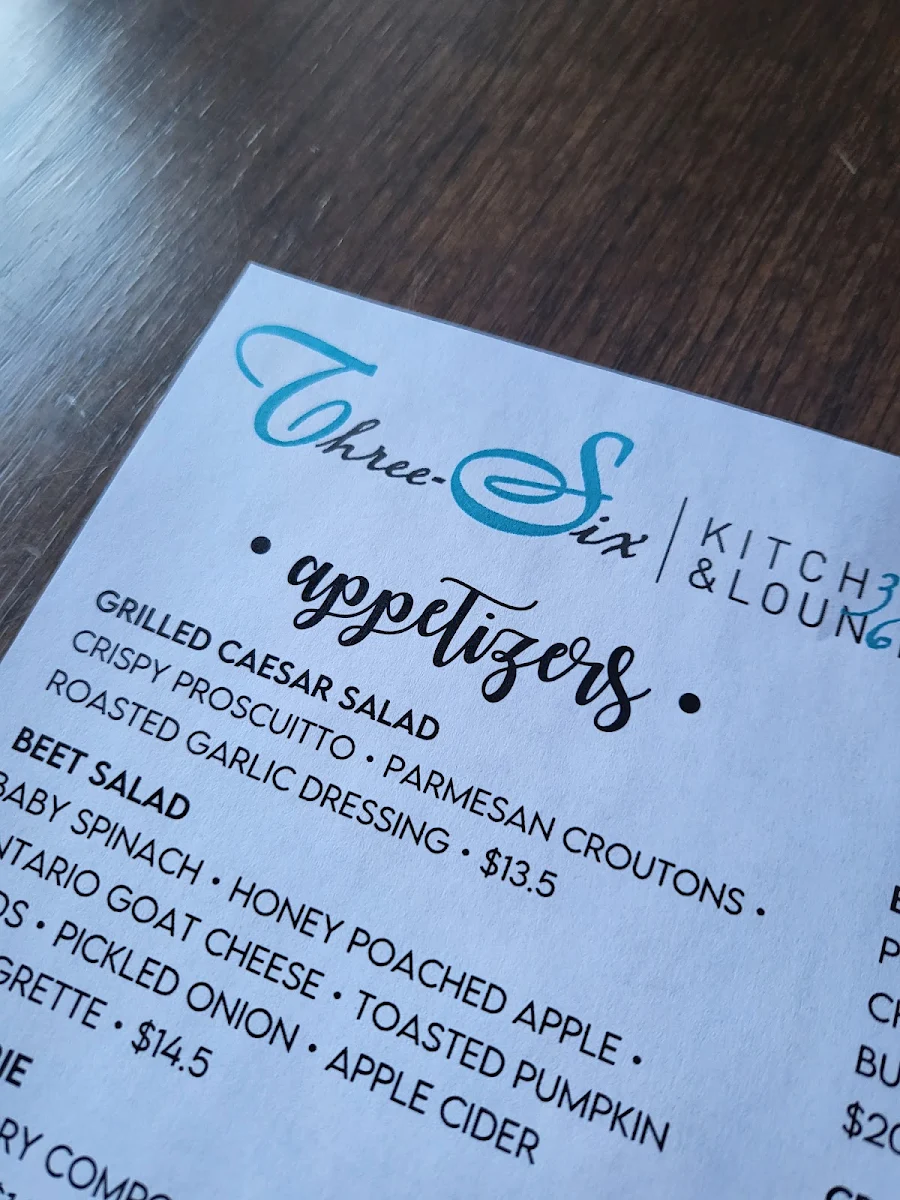 Menu, Three Six Kitchen