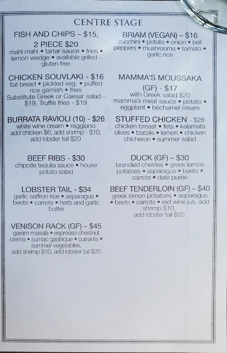 Menu, Fume RestoBar