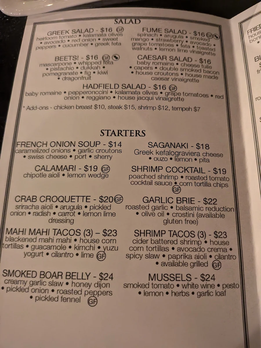 Menu, Fume RestoBar