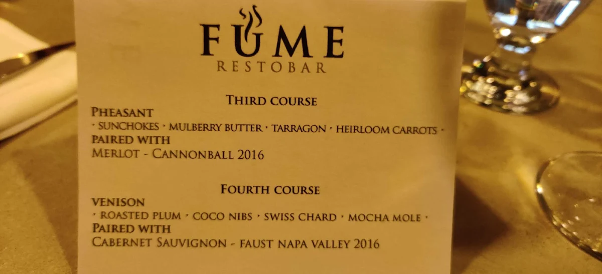 Menu, Fume RestoBar