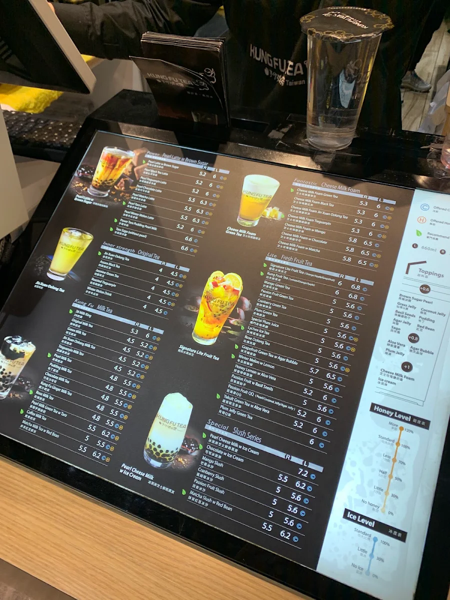 Menu, Kung Fu Tea on Yonge (North York)
