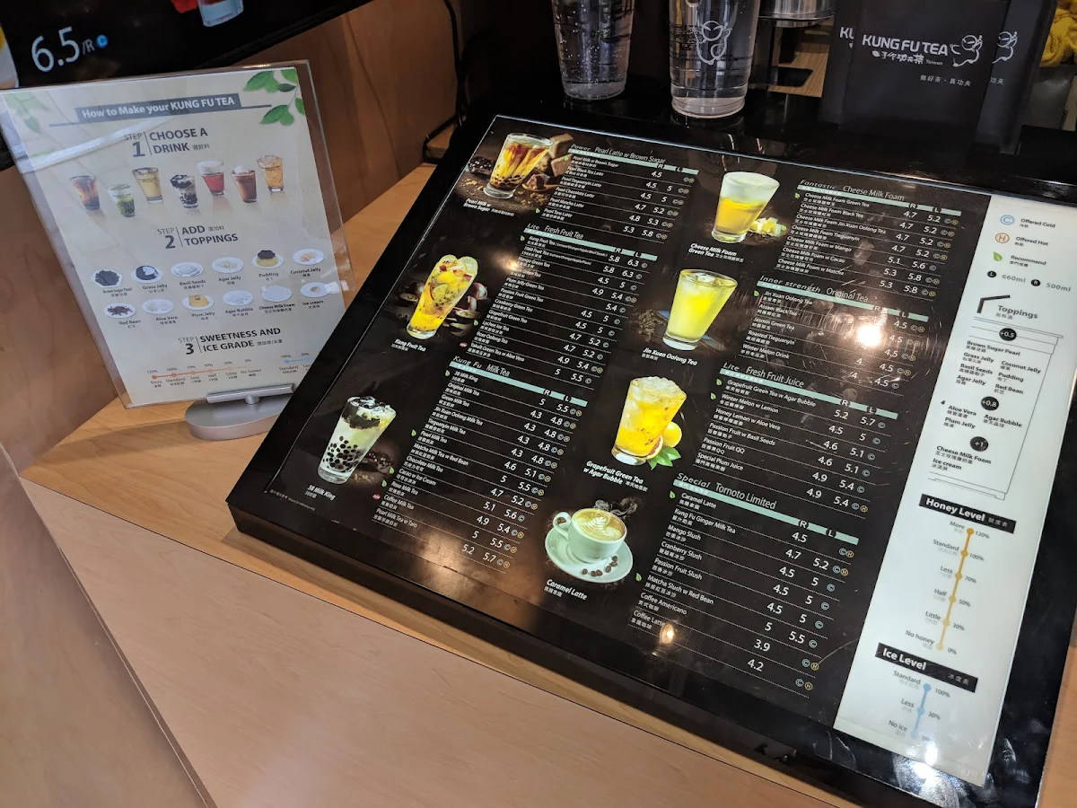 Menu, Kung Fu Tea on Yonge (North York)