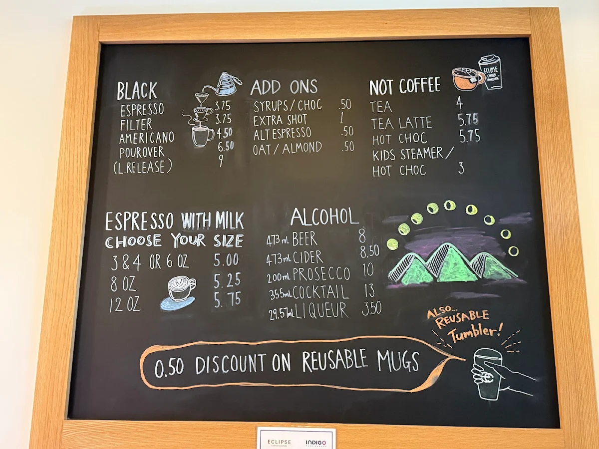 Menu, Eclipse Coffee Roasters