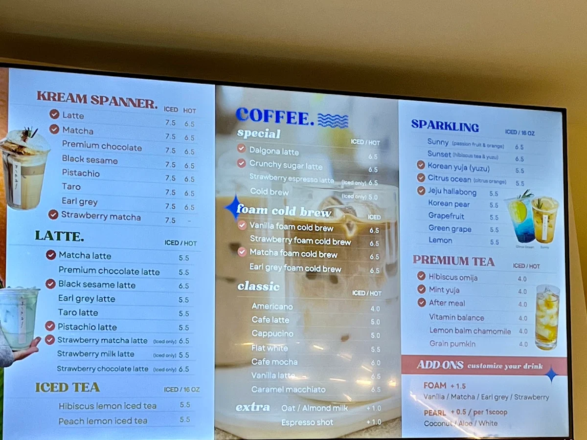 Menu, Kream