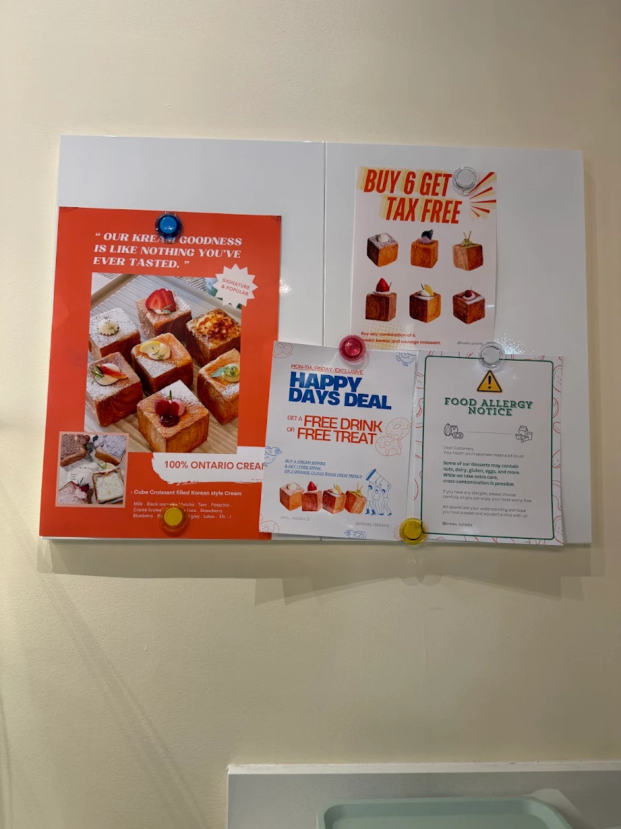 Menu, Kream