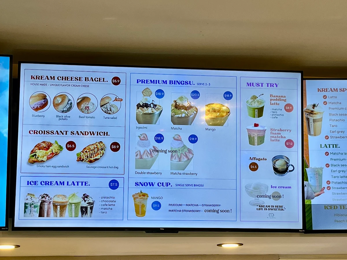 Menu, Kream