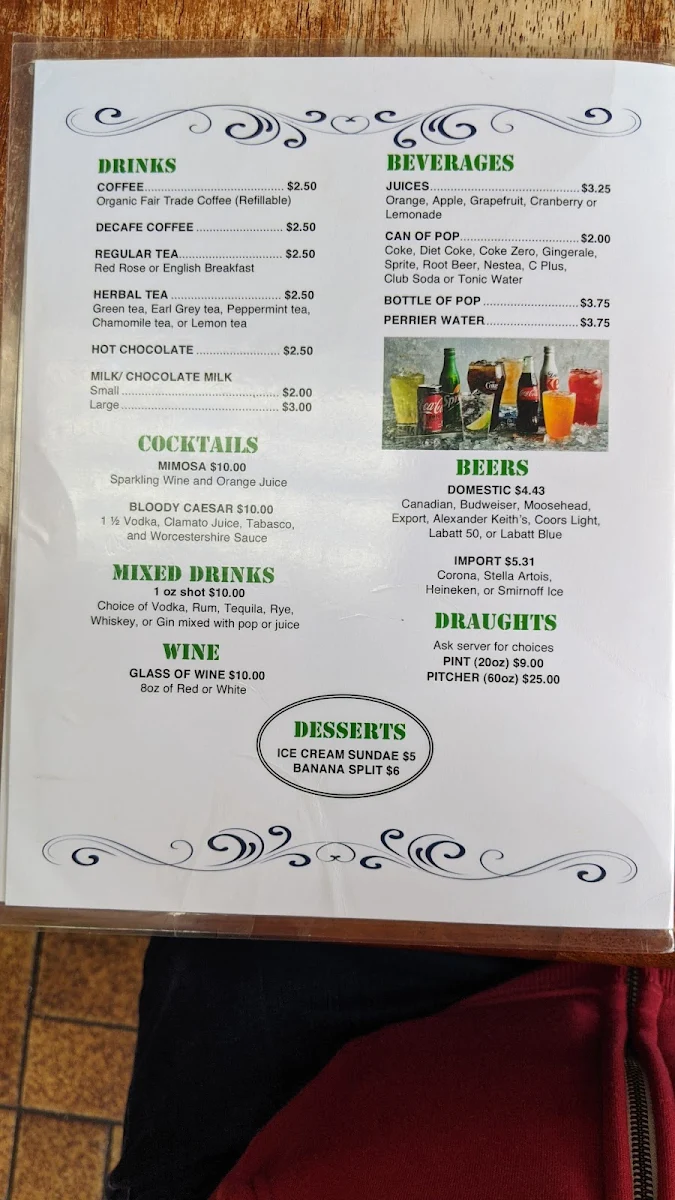 Menu, Kos Cafe & Restaurant
