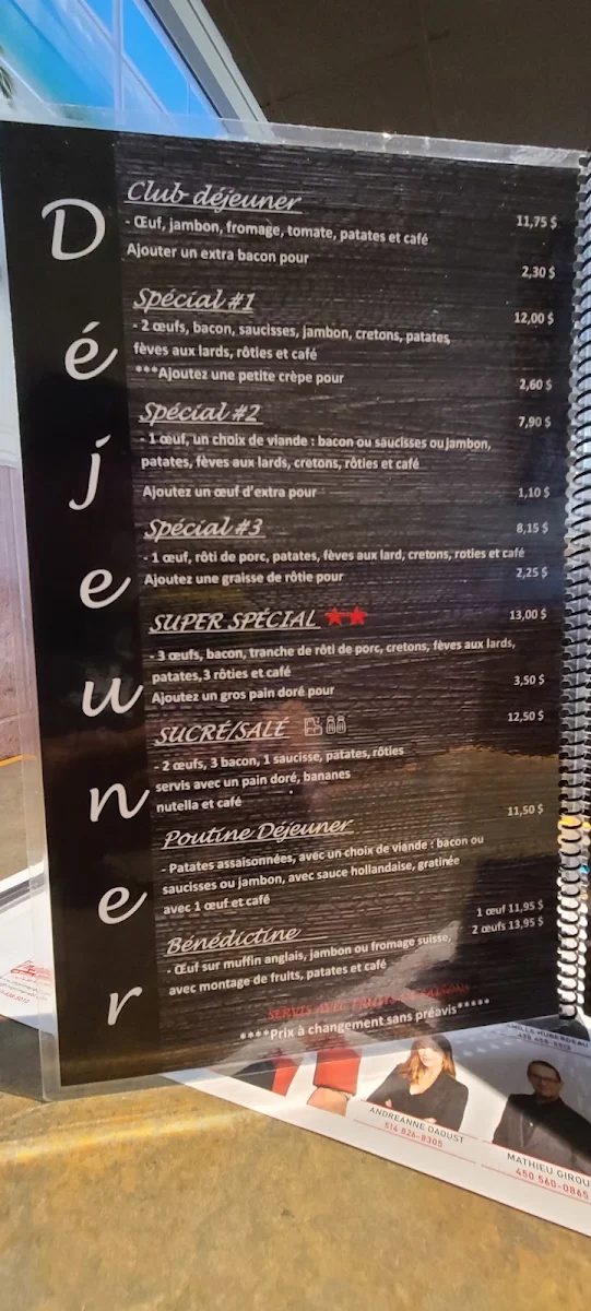 Menu, Special Restaurant