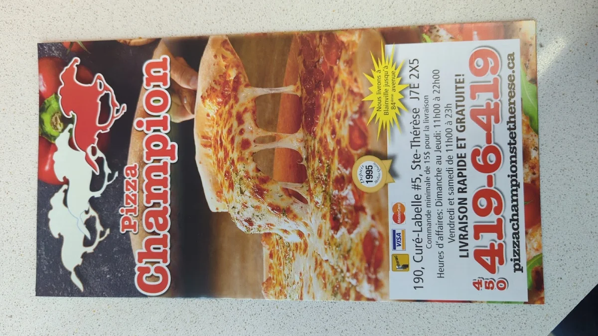 Menu, Champion Pizza