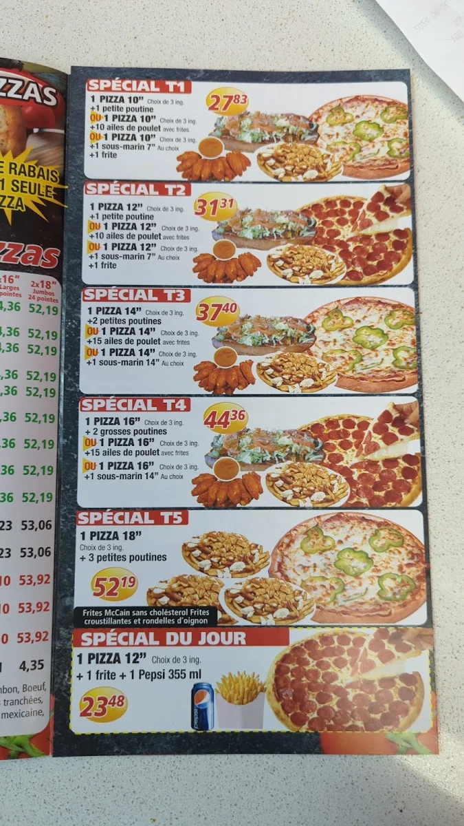 Menu, Champion Pizza
