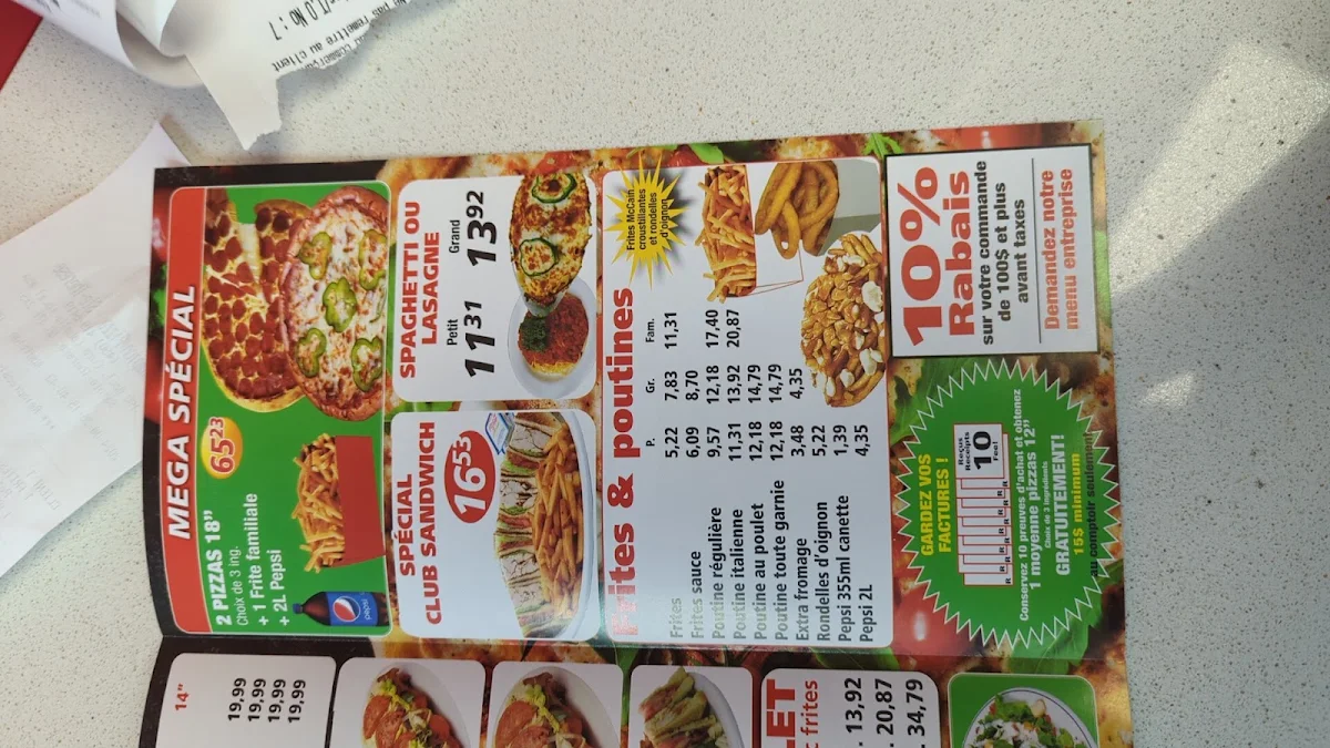 Menu, Champion Pizza