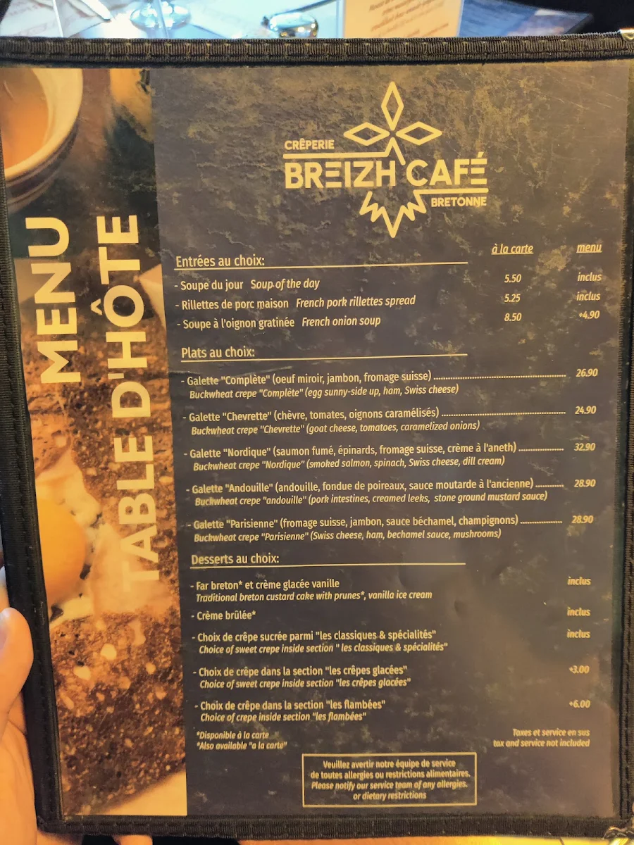 Menu, Breizh Café