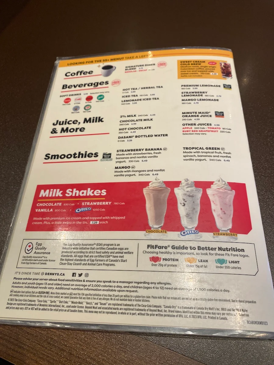 Menu, Denny's Restaurant Kamloops North