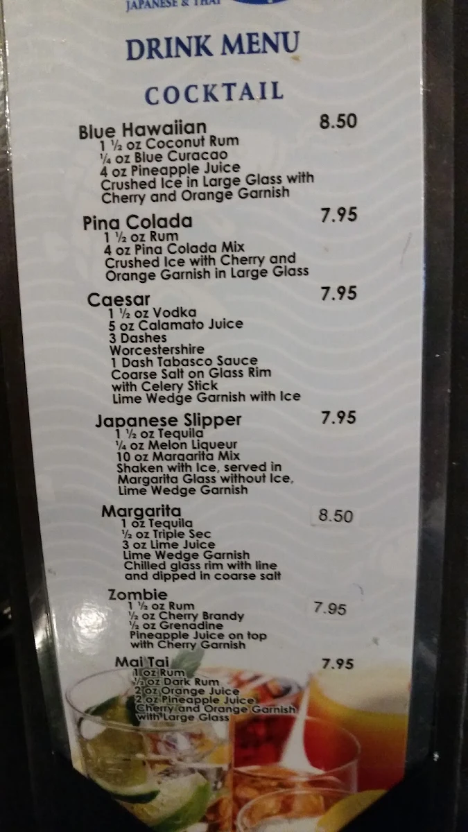 Menu, Mizu All You Can Eat
