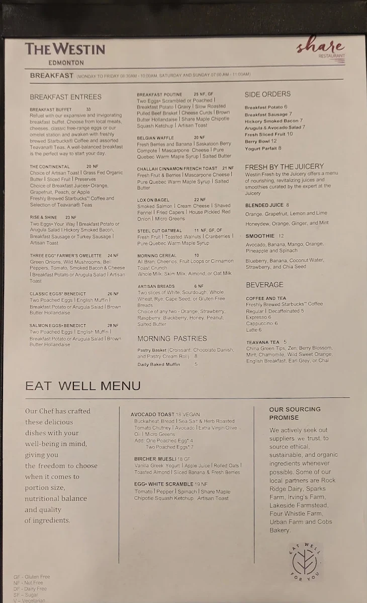 Menu, Share Restaurant