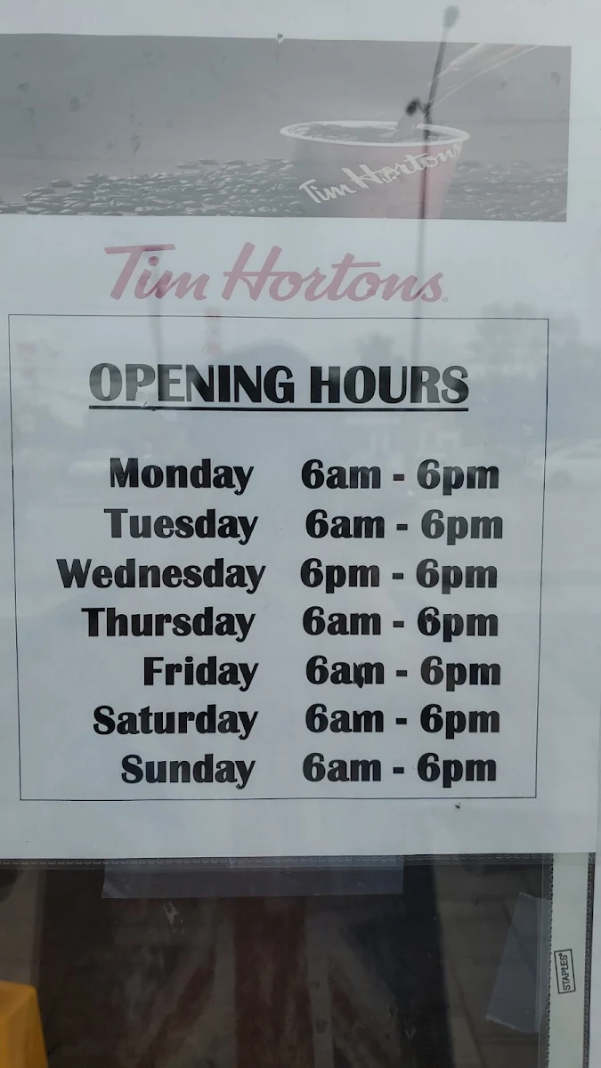Menu, Tim Hortons