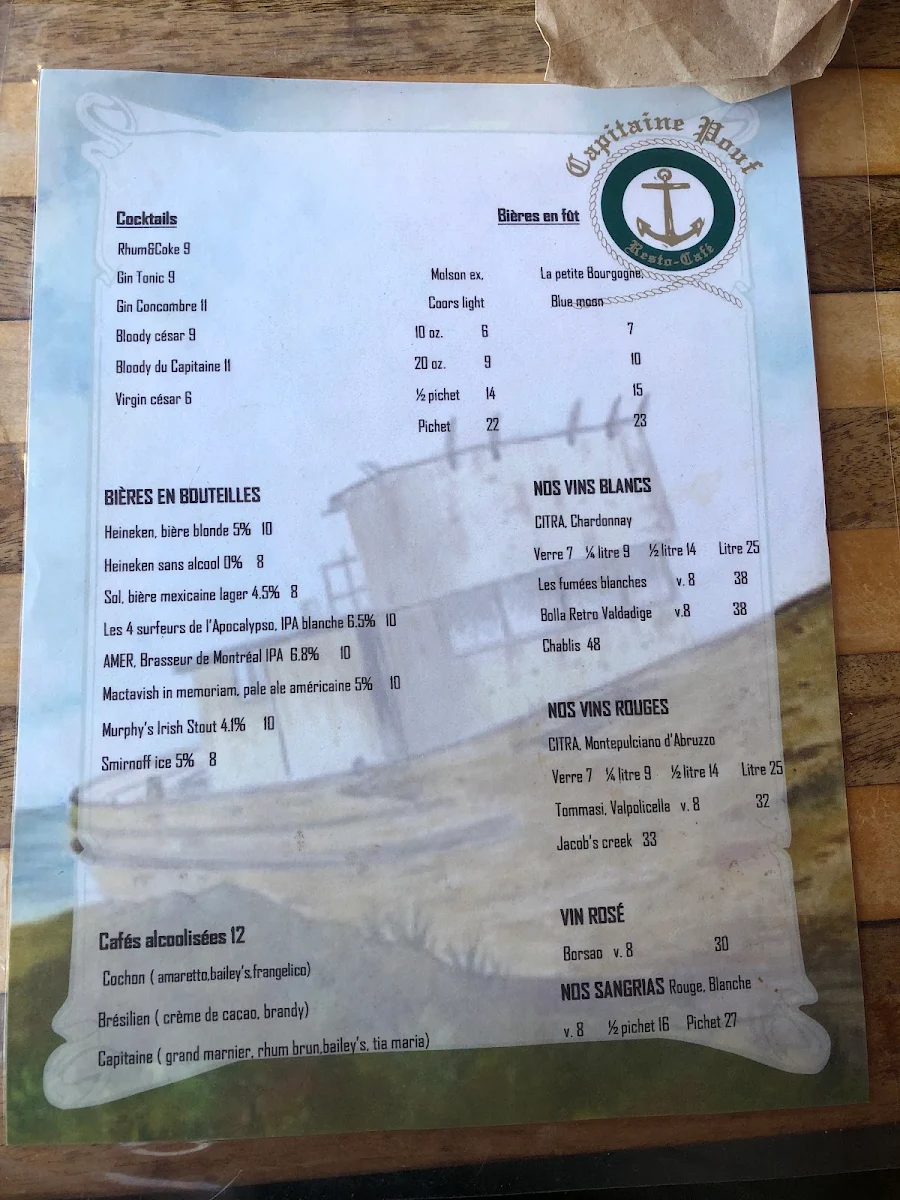 Menu, Capitaine Pouf