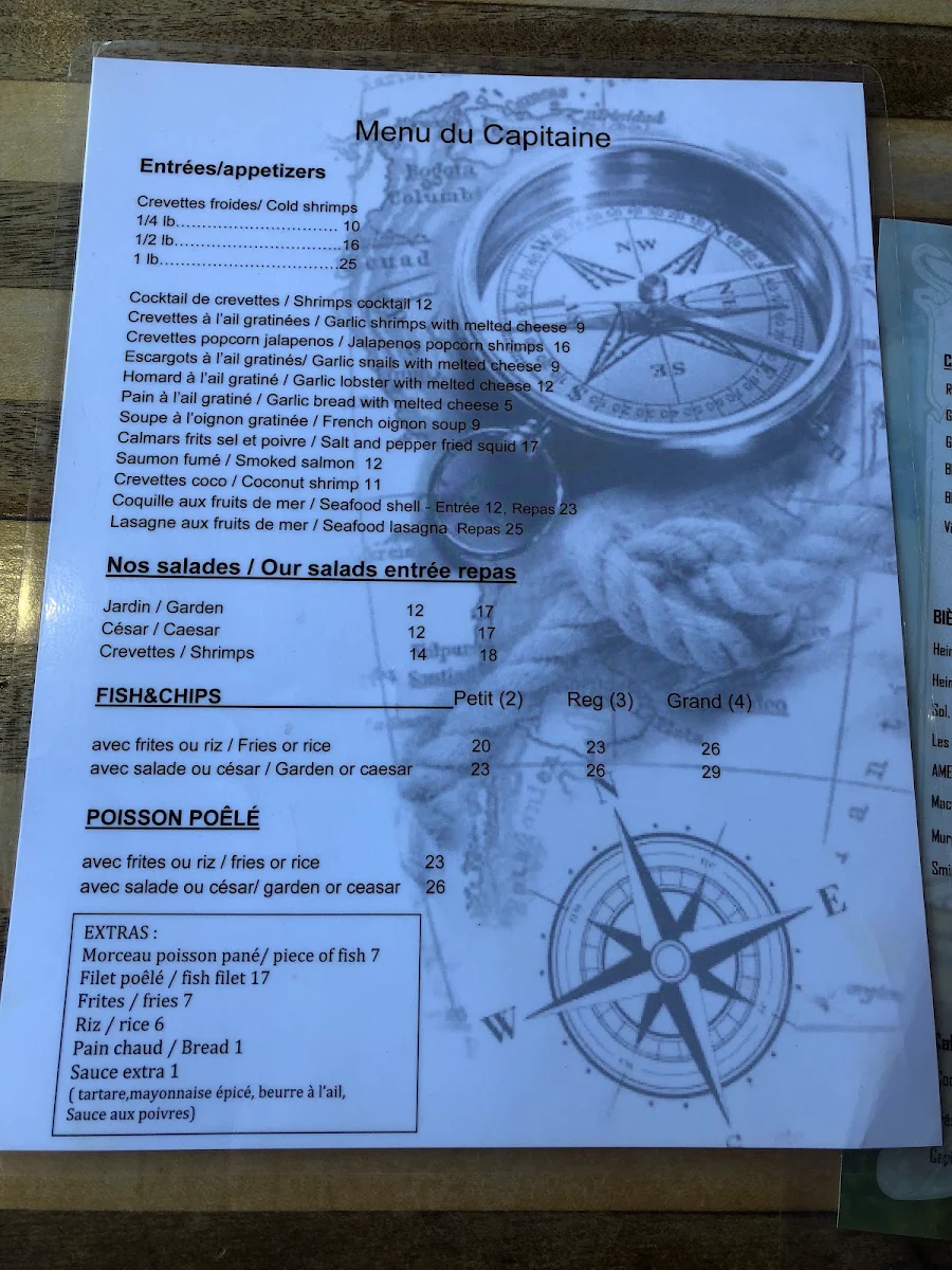 Menu, Capitaine Pouf