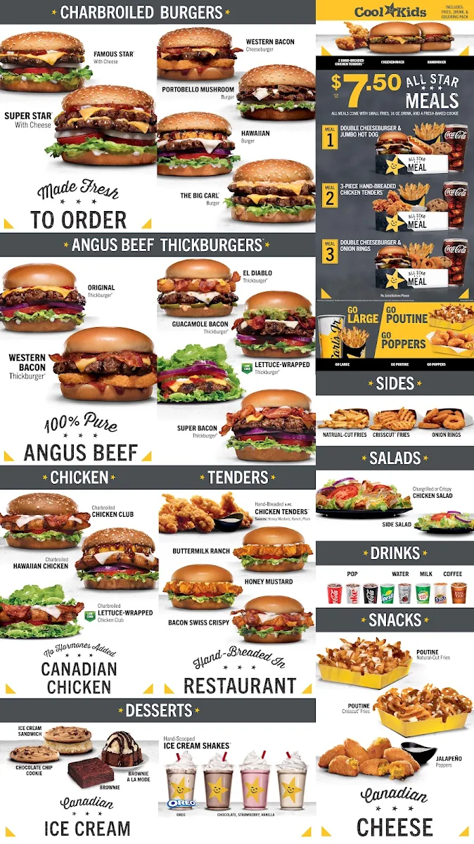Menu, Carl's Jr.