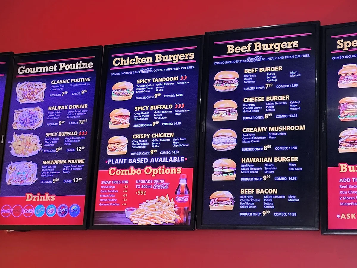 Menu, Charger Gourmet Burgers & Poutine (HALAL)