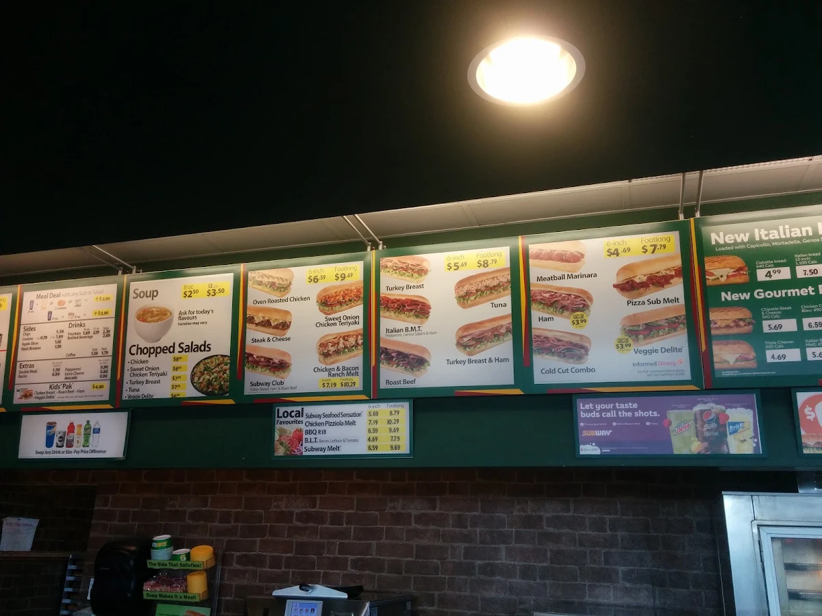 Menu, Subway
