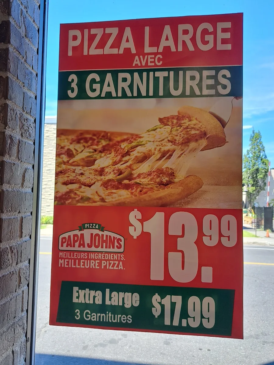 Menu, Papa John’s Pizza